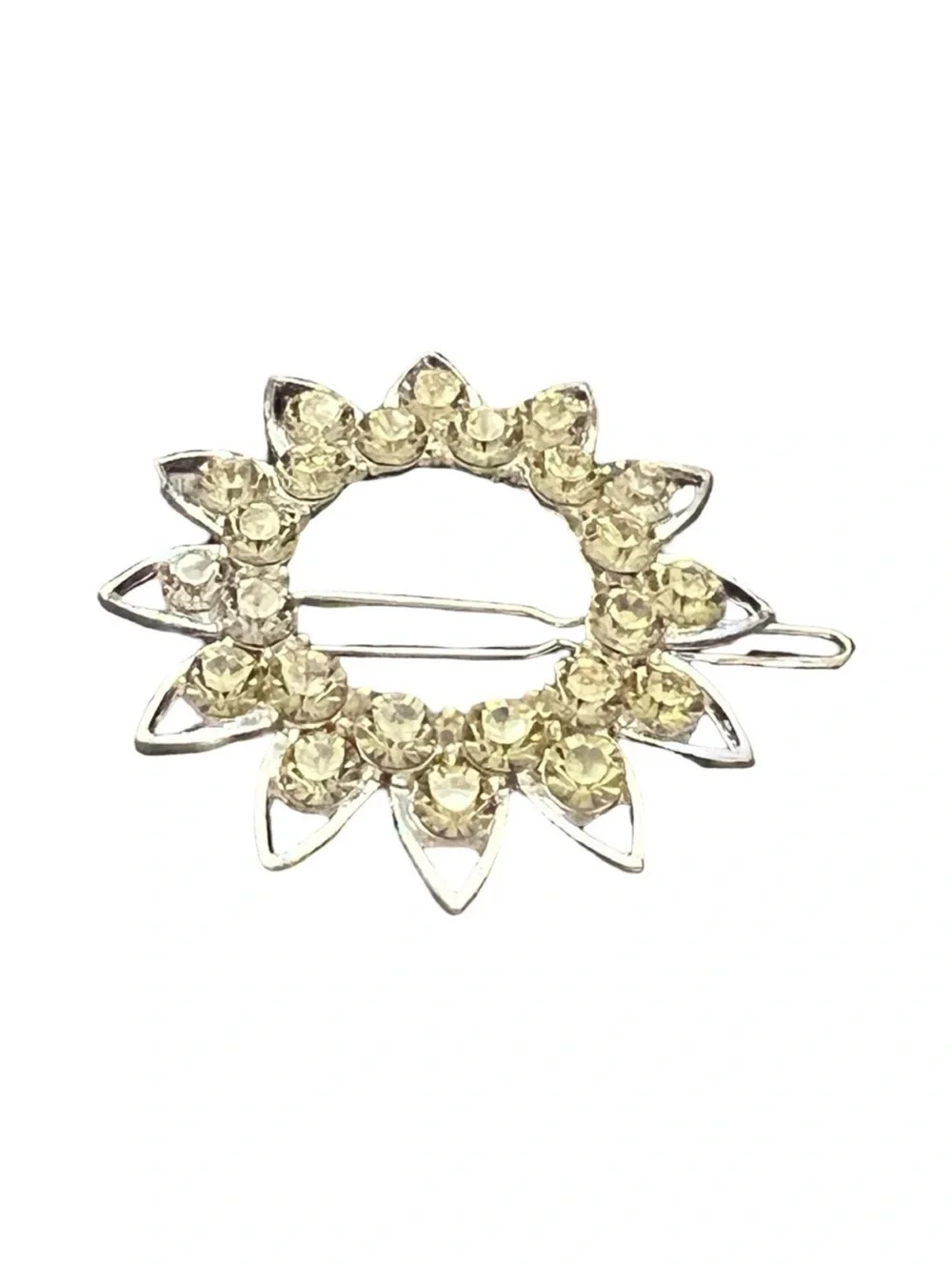 Yellow Crystal Sunburst Hair Clip - Women Jewelry